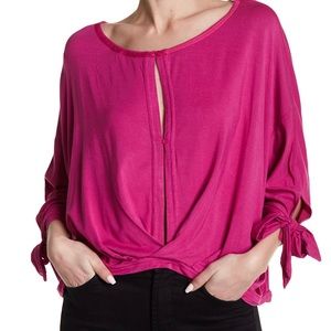 New Free People Keepin’ On Tie Sleeve Tee